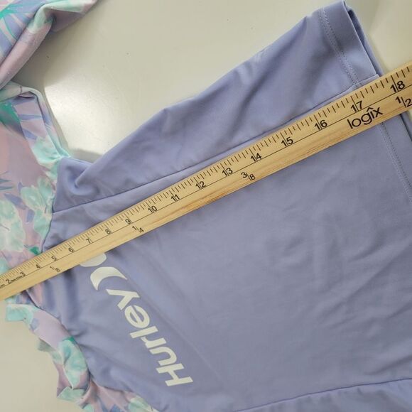 HURLEY RASHGUARD TROPICAL PURPLE PINK MINT HAWAIIAN LONG SLEEVE SWIM TOP L LARGE - Picture 3 of 11